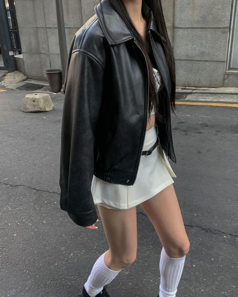 Slub leather jumper