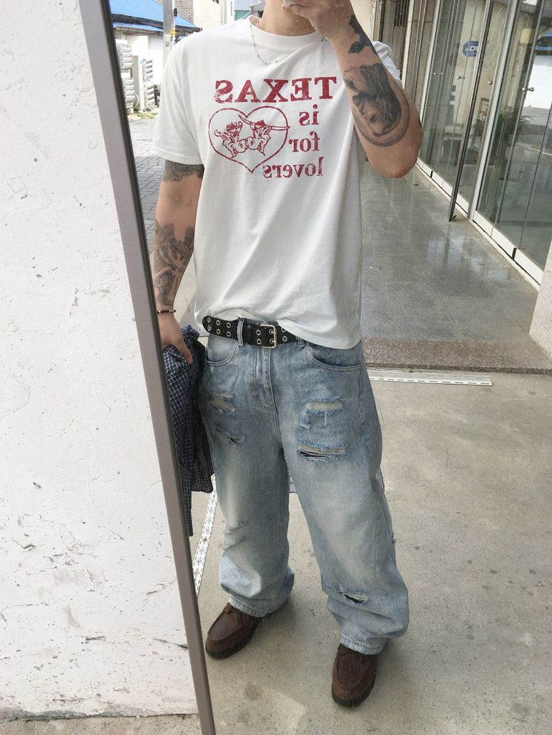 No.1726 T damage light denim PT