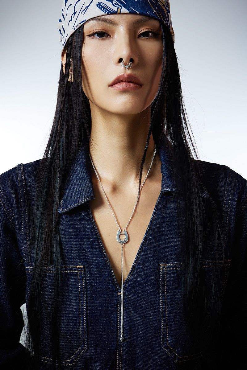 Horseshoe Drop Ball Y Chain Necklace