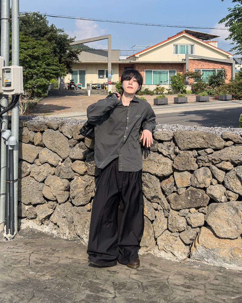 Drape Belted Wide Slacks