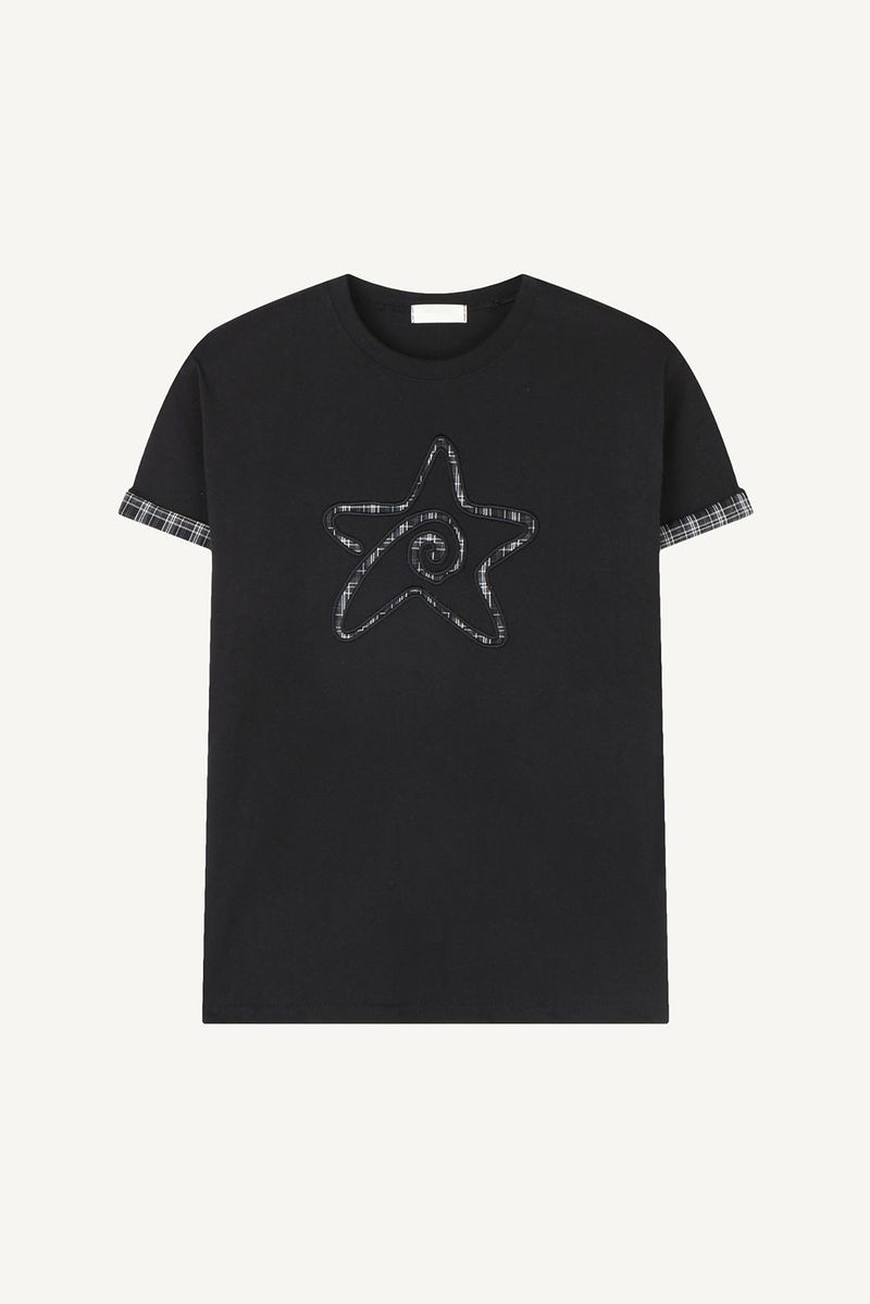 Check Star Applique T-shirt