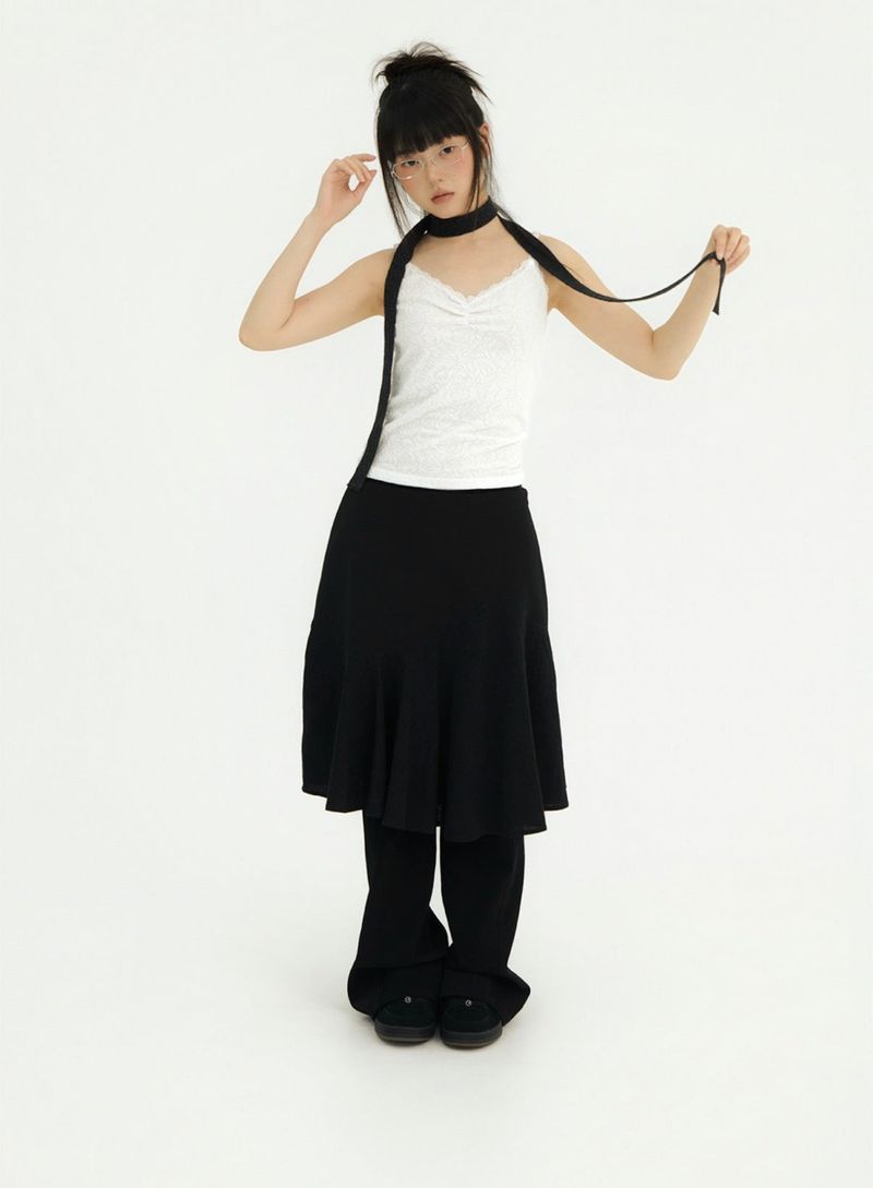 WAVY CHECK MIDI SK BLACK