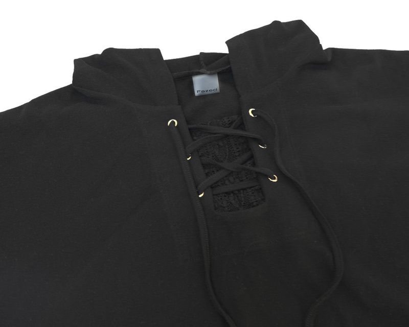 eyelet lace hood op / black