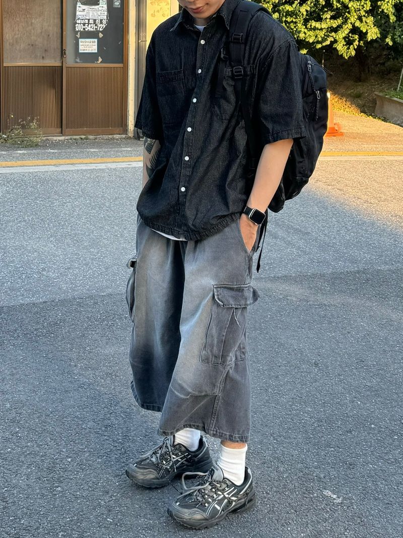 Diff denim short sleeve shirt 2C