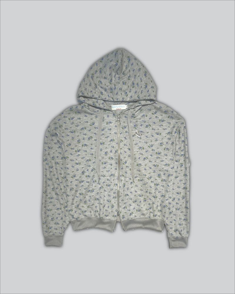 Floral Pattern appliquer Zip-Up Hoodie