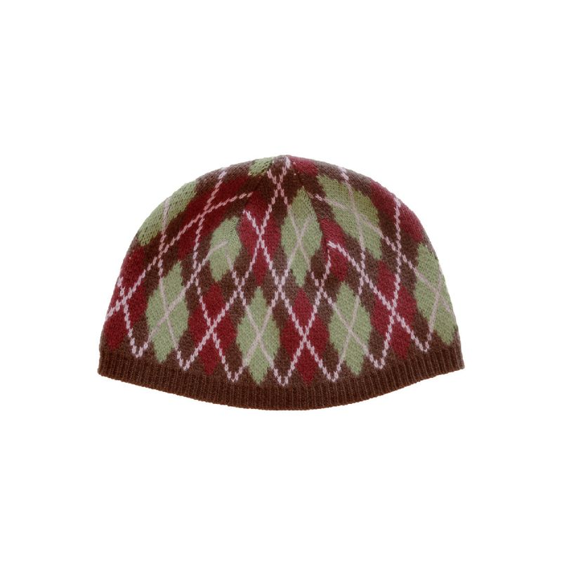 Argyle Knit Beanie (brown)