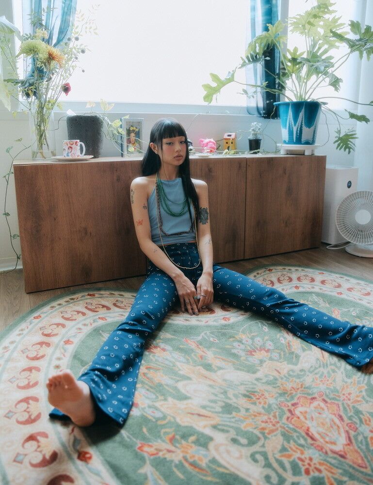 smile boot cut pants navy