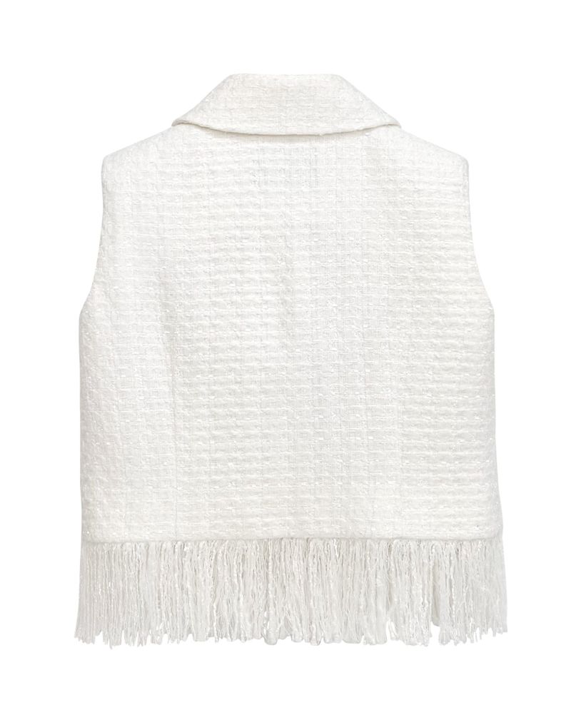 Tweed fringe vest