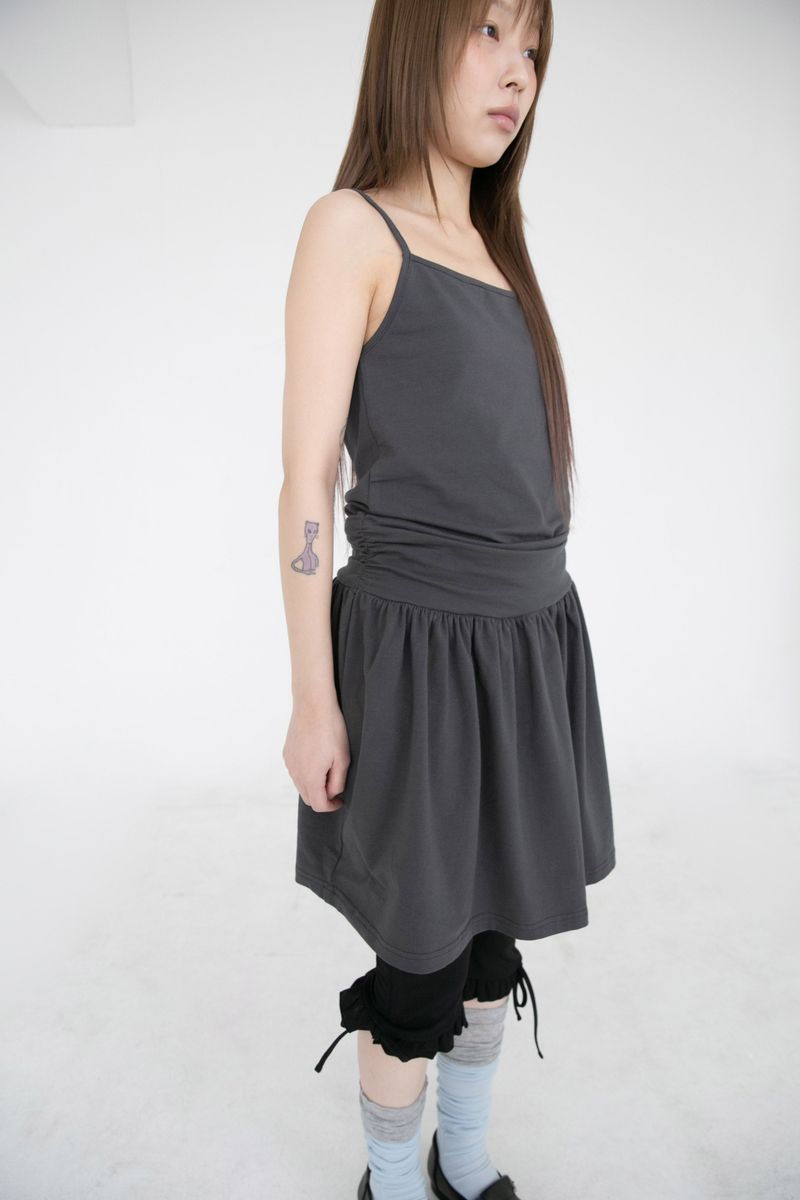 span waist shirring sleeveless ops(3colors)