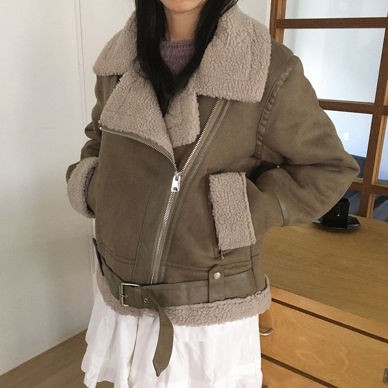 Shawtee Oversized-Fit Belt Wool Suede Mustang