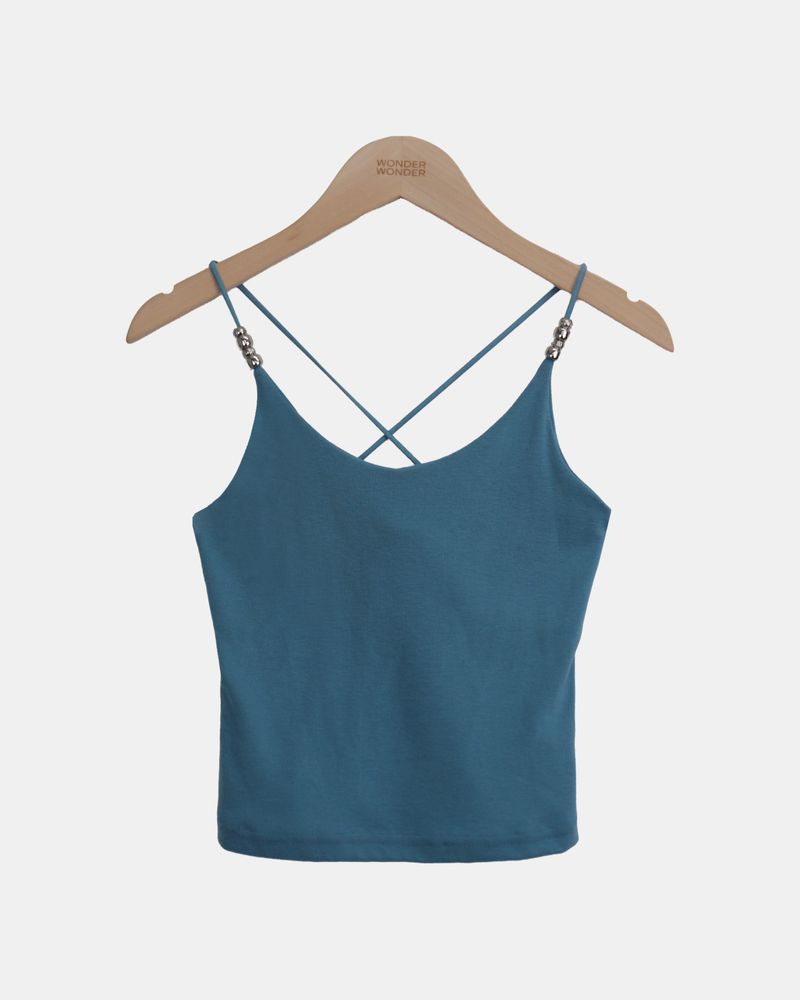 Chapo Metal Beaded Strap Sleeveless Top