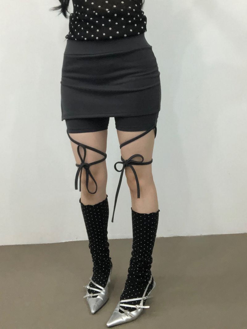 Ribbon Strap Skirt Pants