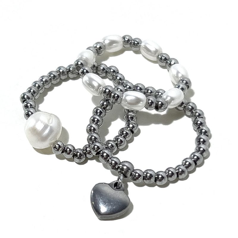 S SY（エスエスワイ）の「[3SET] heart & pearl beads rings（Accessories）」