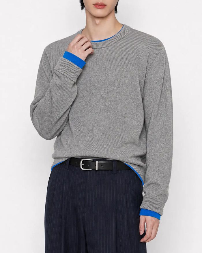 KIXI（キッシー）の「(UNISEX) Colorblock Round Knit（Tops）」
