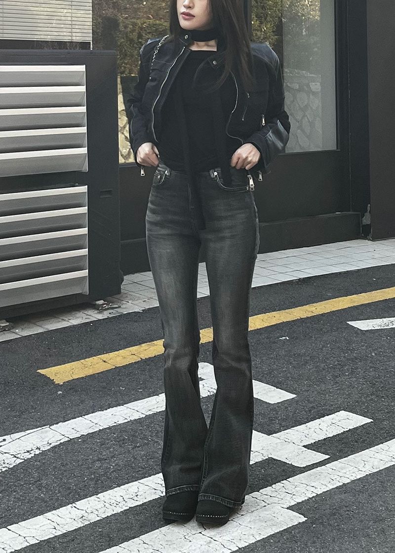 SMOKY GREY BOOTS CUT DENIM