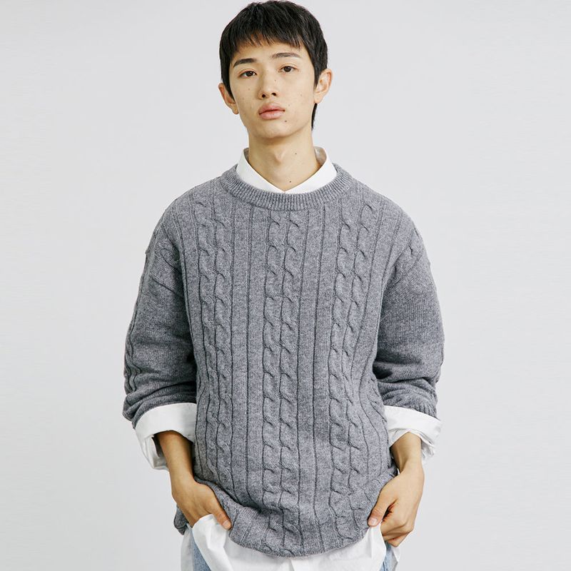 FTTS CHAIN CABLE SWEATER GREY