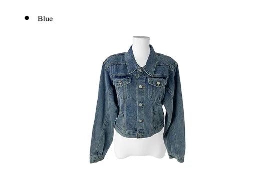 Raeon Vintage Crop Washing Denim Jacket