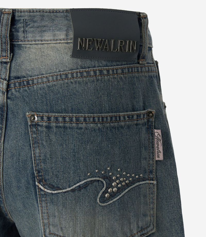 Coco flower wide fit raw Denim