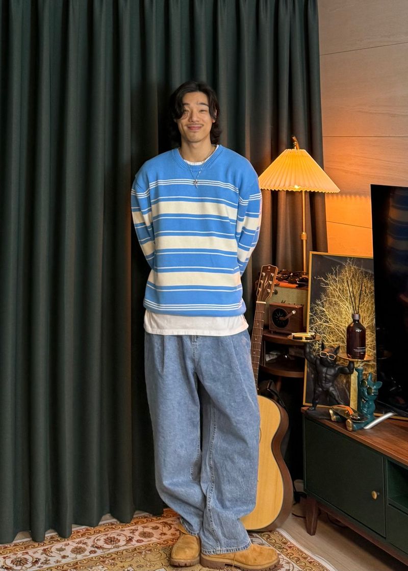 Front and back one-tuck denim pants 3COLOR