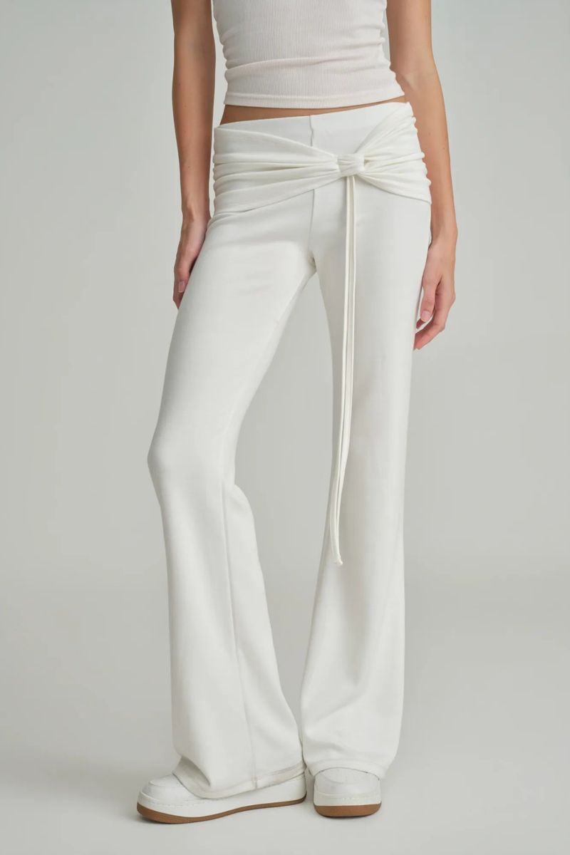 Ballet studio flare line pants, White