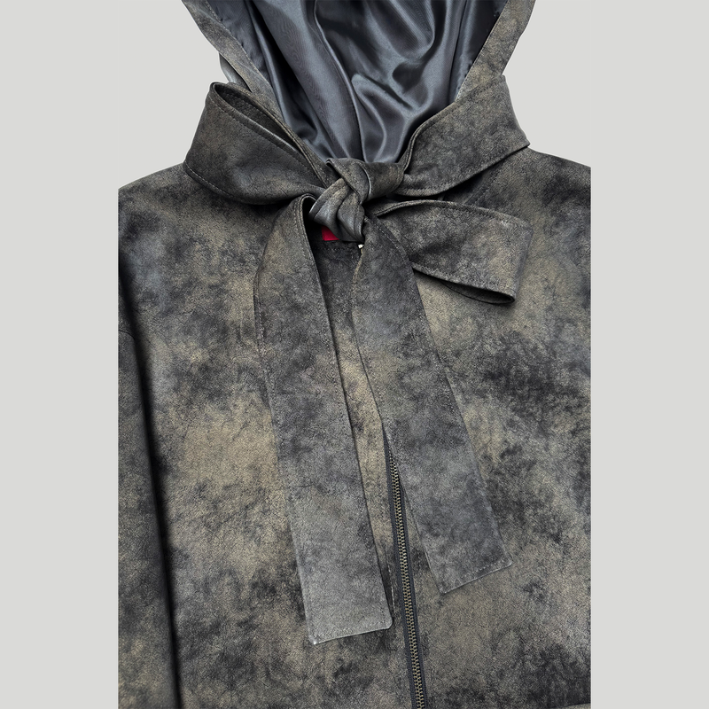 CLOUDY LEATHER HOOD JACKET
