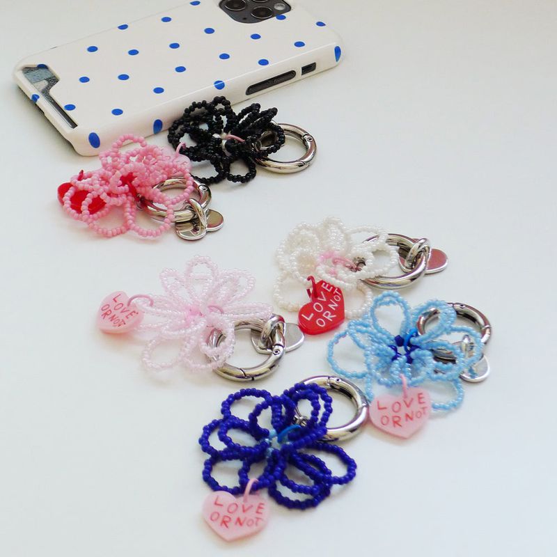 [MADE]Blue Flower Bead Keyring&Tok