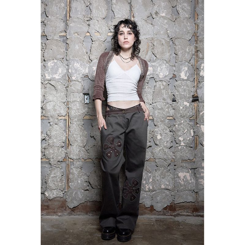 TWO-TONE FLOWER STRAIGHT JEAN