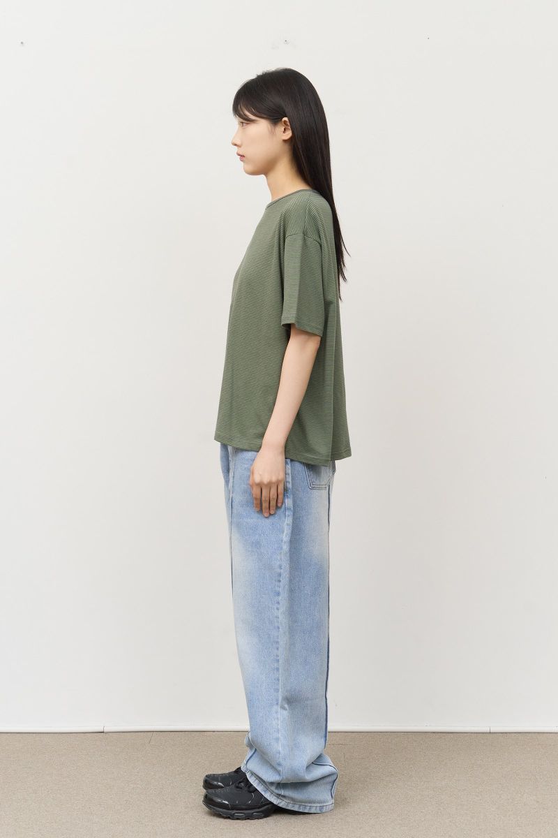Debon Cropped Striped Top