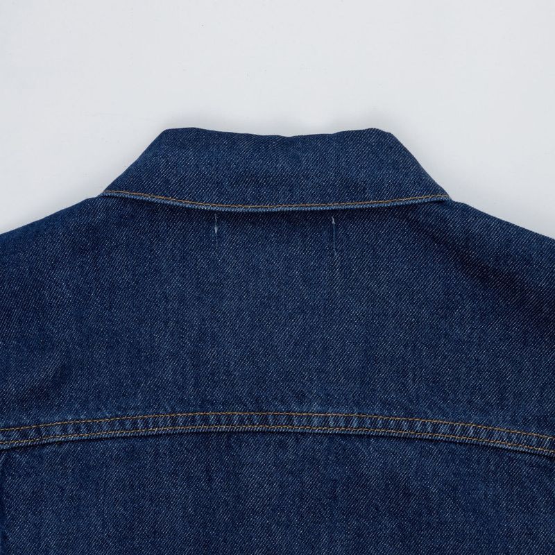LOOSE FIT BACK LABEL POINT DARK DENIM JACKET [17707]