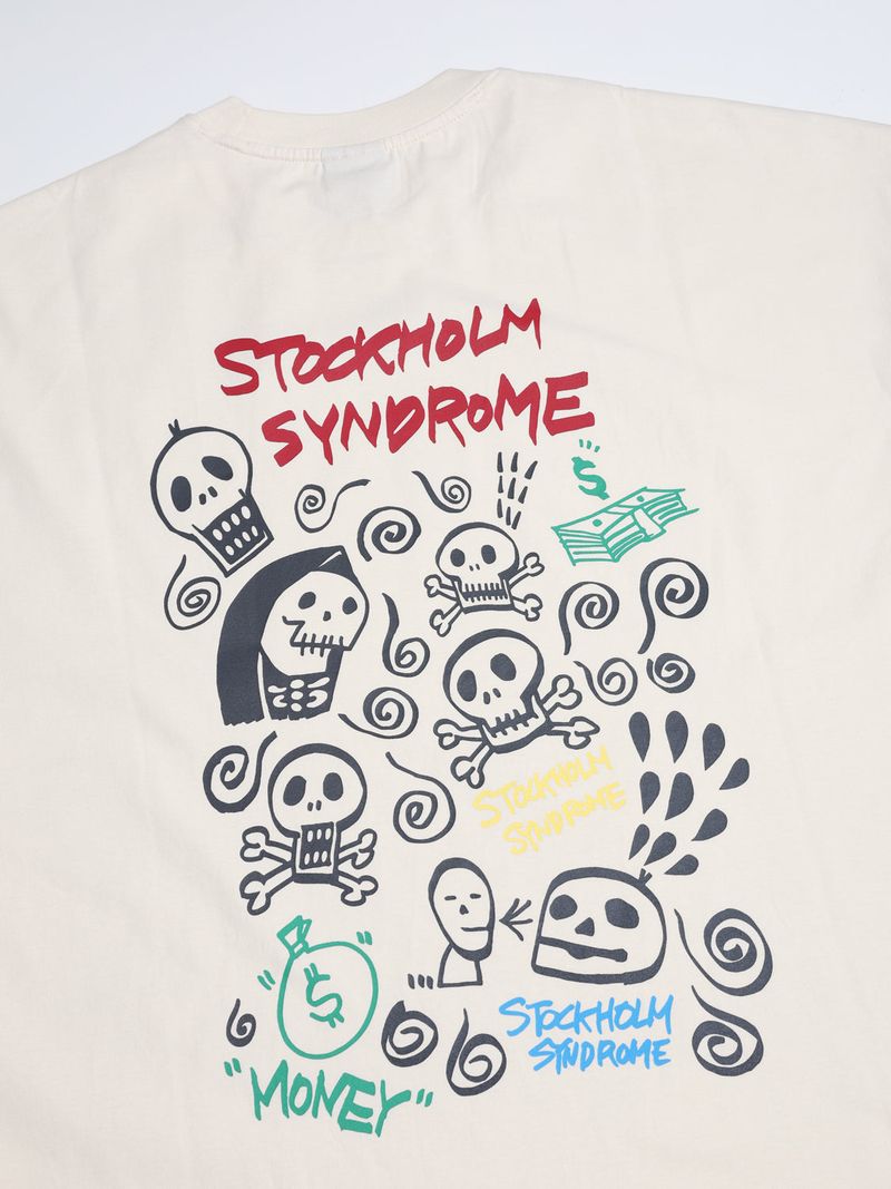 DOODLE SKULL TEE - CREAM