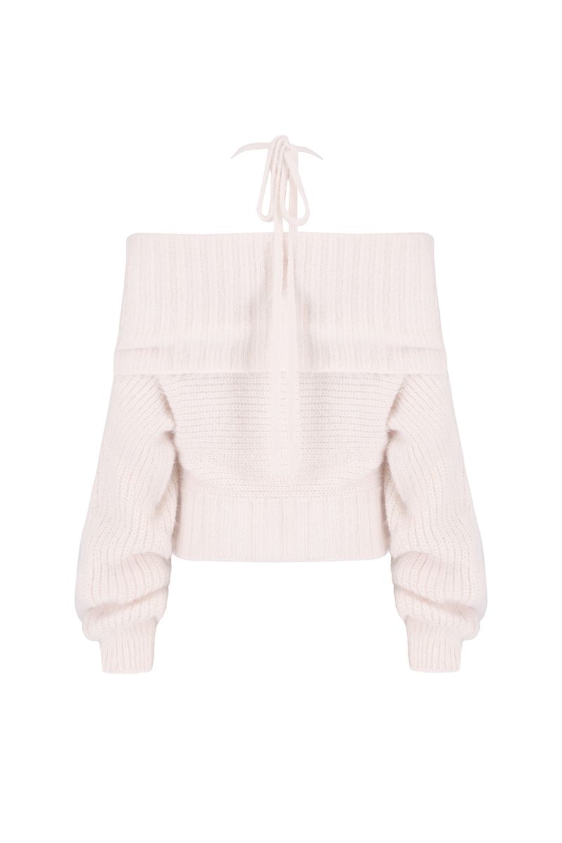 Palette off-shoulder ribbon knit, pink