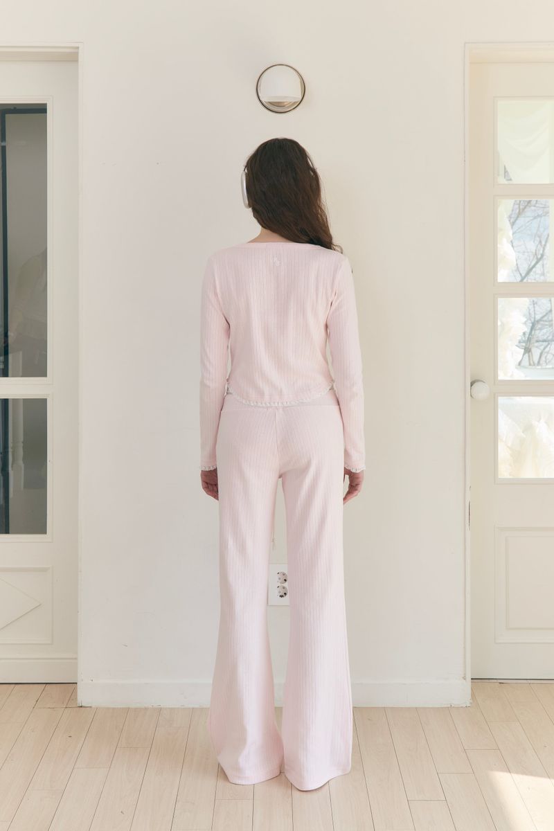 Sweet Dreams Lace Flare Pants (Pink)