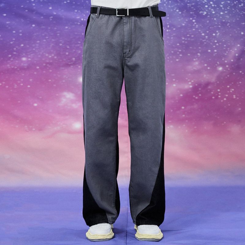 Wide western mix denim pants