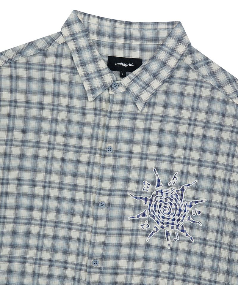 CHECK APPLIQUE HALF SHIRT