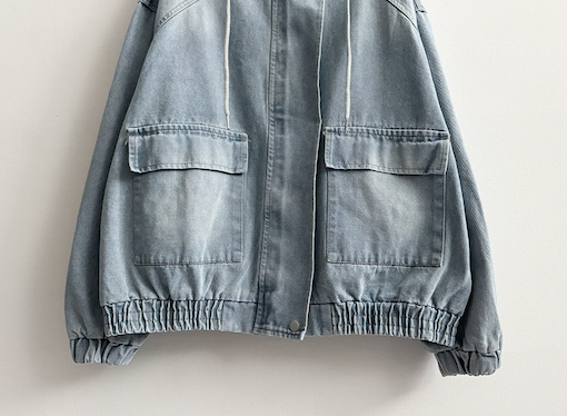 Delt Boxy Fit Two-Way Denim Hooded Jumper