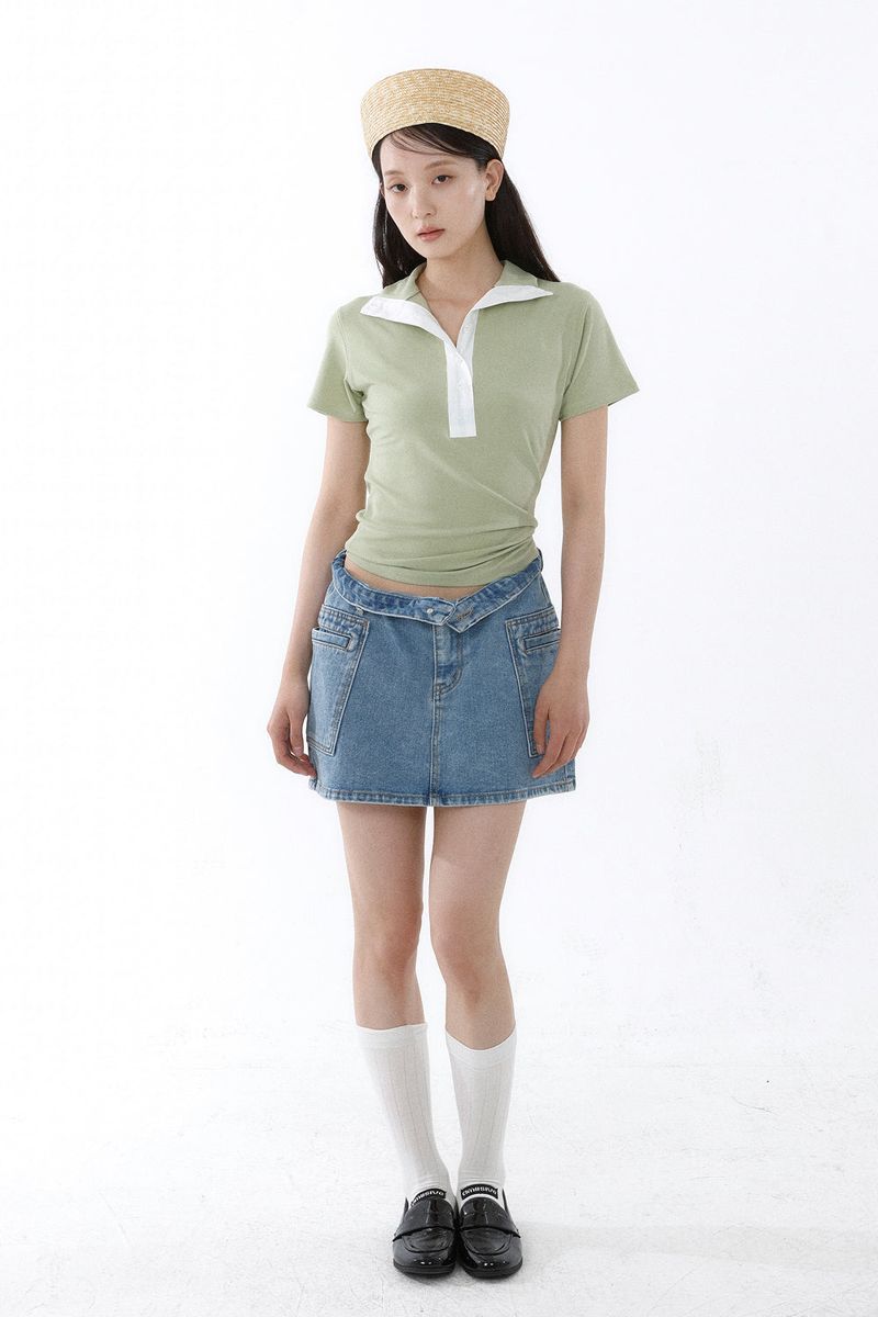 SOFT TENCEL HIGH-NECK TOP_SMOKE GREEN