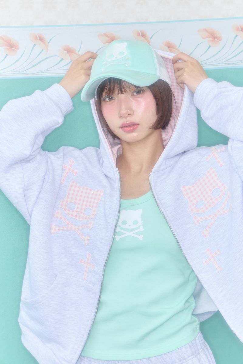 KIRI SKULL PATCH HOODIE (LIGHT GREY)