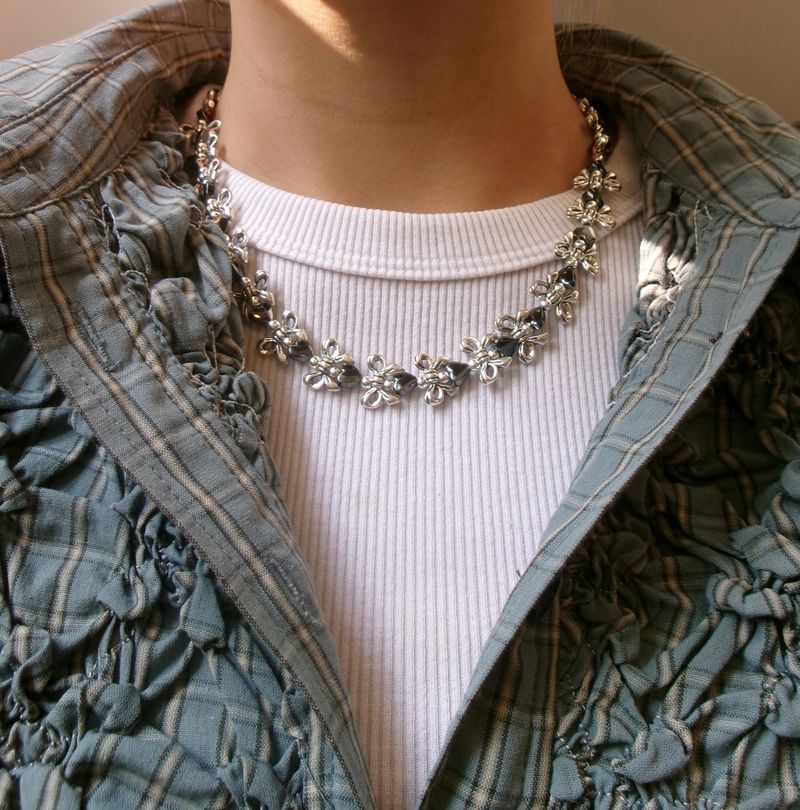Silver Plated Ribbon Heart Necklace