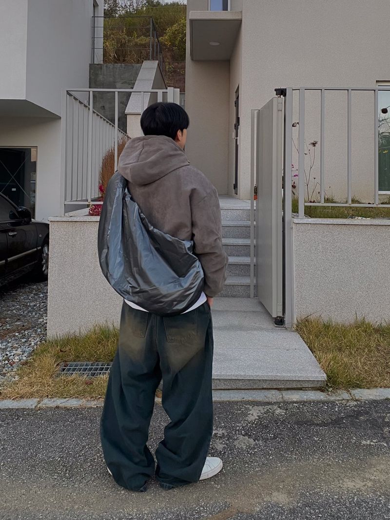 Mud Washing balloon denim pants