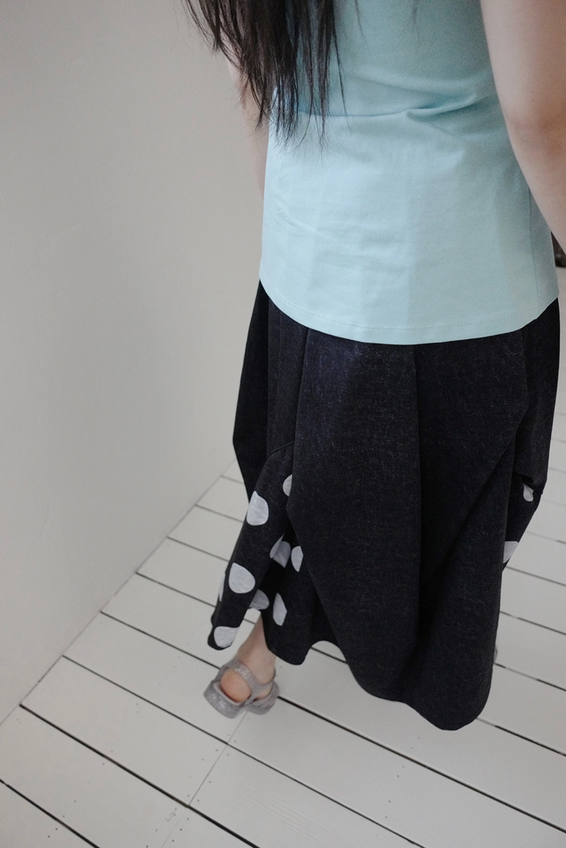denim dot skirt