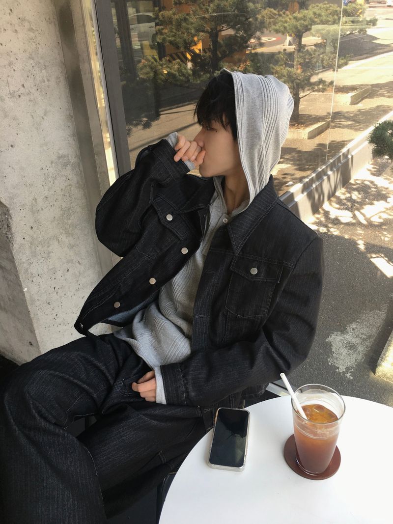 [SET] Aubert Non-Faded Wrap Denim Jacket 2C