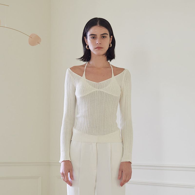 HALTER NECK KNIT TOP (WHITE)