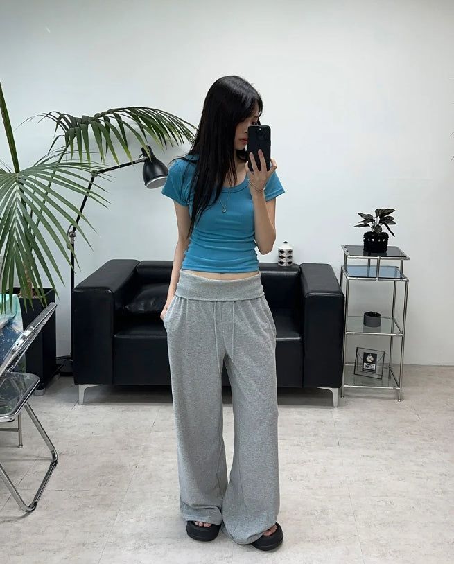 Aran Fold Waist Wide Pants