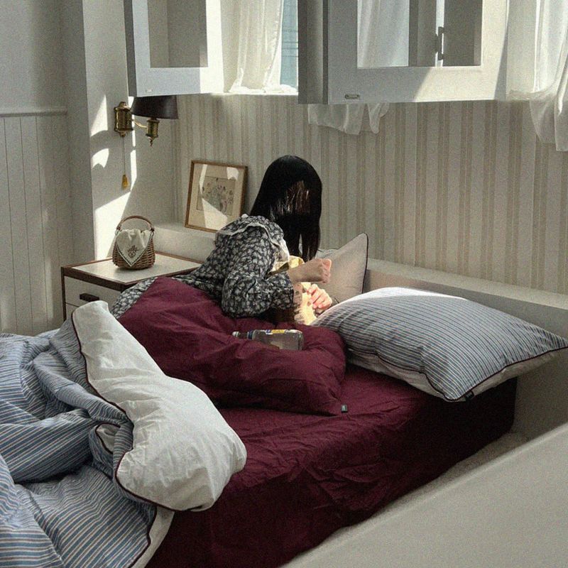 Wine color 60 pure cotton bio-washing mattress cover (SS/110x200x30cm)