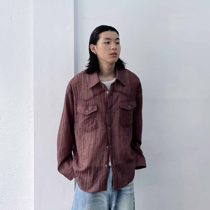 3D Pleated Western Shirt