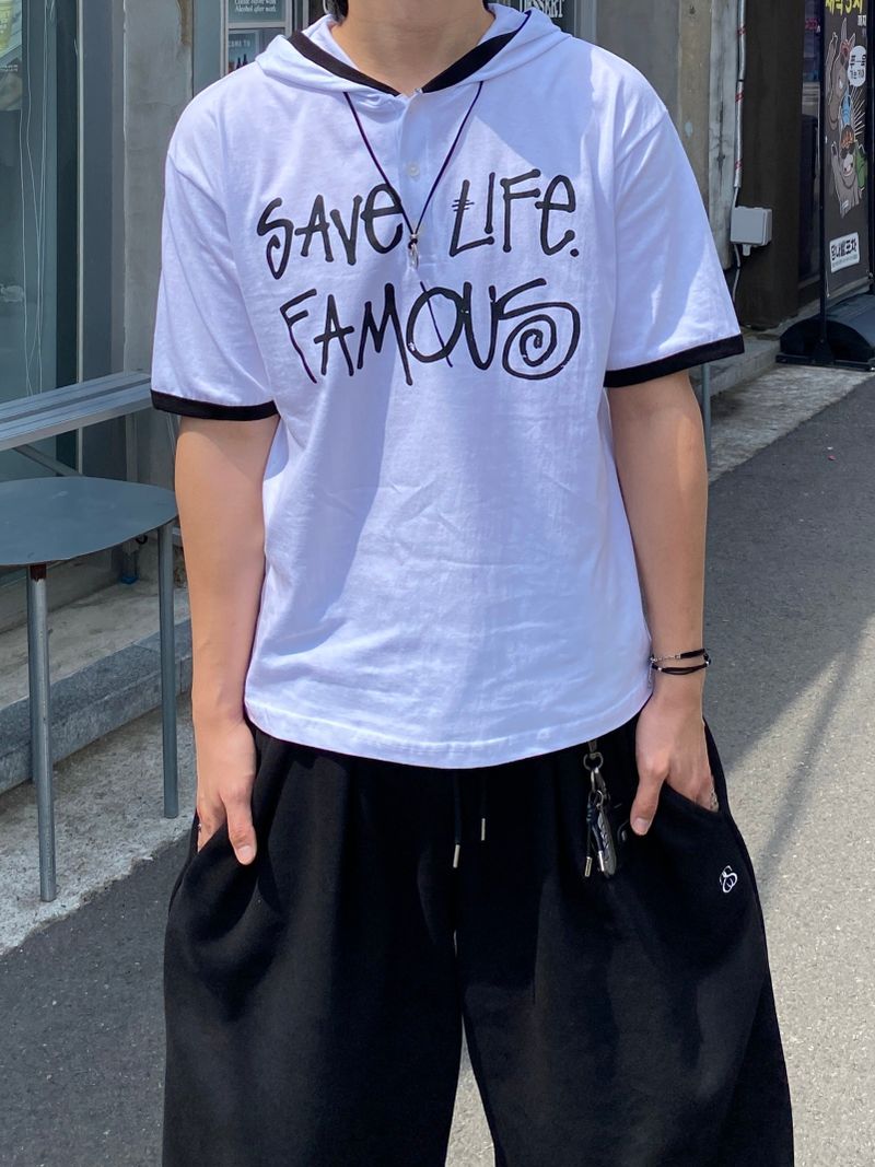 SSROOM(エスエスルーム)の「Payman Henley Neck Hooded Short-Sleeved 5C(Tops)」