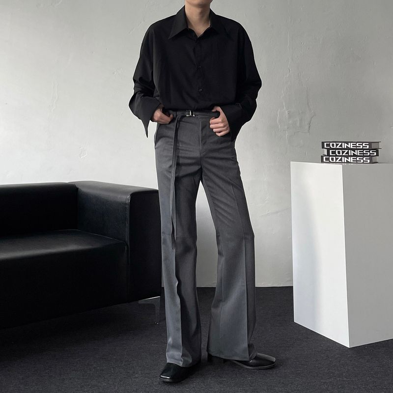 MG649 Belt Flared Fit Slacks (3 colors)