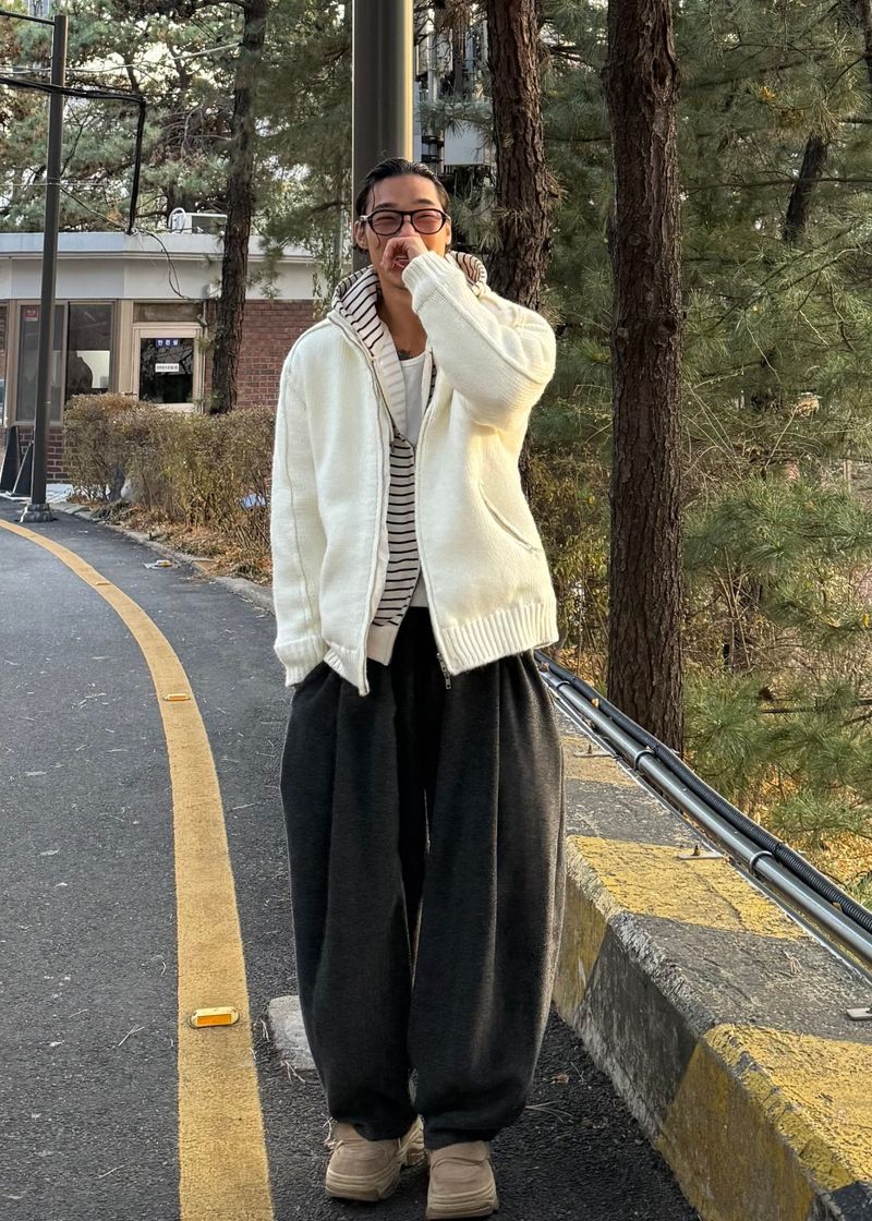 Knit Padded Zip-Up Ver2 6COLOR