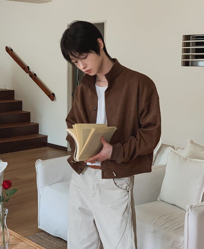 Kanji High-Neck Crop Cardigan