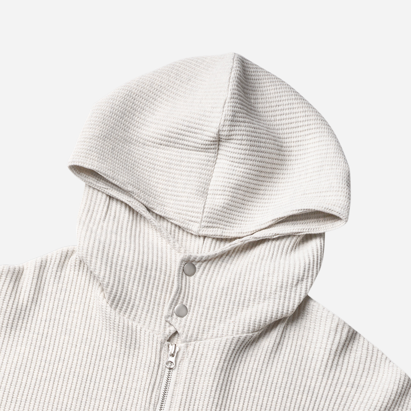 Compack Waffle High Neck Hood Zip-up